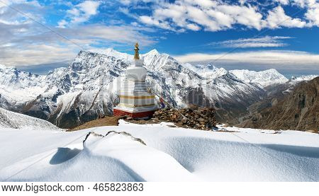 Panoramic View Of Annapurna 3, Ganggapurna And Khangsar Kang, Annapurna Range From Ice Lake With Stu