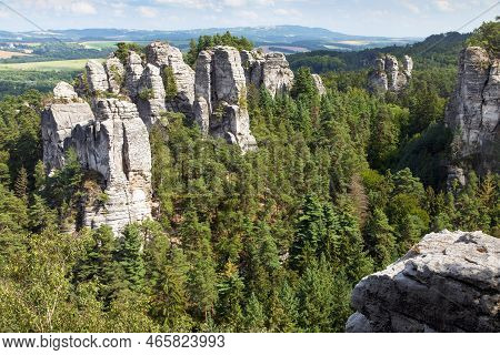 Hruboskalske Skalni Mesto Rock Panorama, Sandstone Rock City, Cesky Raj, Czech Or Bohemian Paradise,
