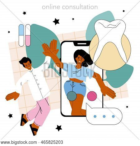 Dentist Online Service Or Platform. Dental Doctor In