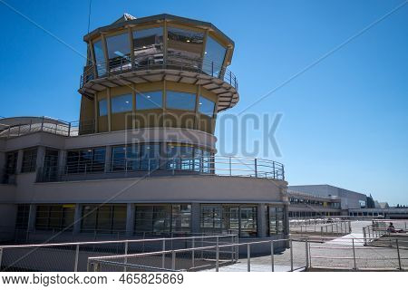 Bourget - France - August 6, 2022 : Control Tower In Air And Space Museum