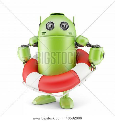 Robot trzyma życia boja.