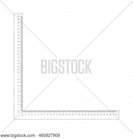 30 Cm Corner Ruler Template. Measuring Tool With Vertical And Horizontal Scales With Centimeters And