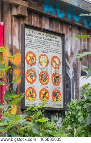 Copenhagen, Denmark - July 26, 2022: Christianias Common Law. Christianias Common Law. Freetown Chri