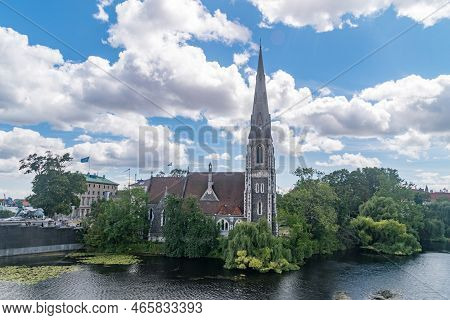 Copenhagen, Denmark - July 26, 2022: St Alban's Church (eglise Saint-alban De Copenhague) Seen From 