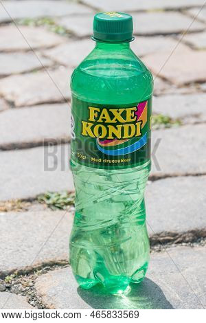 Copenhagen, Denmark - July 26, 2022: Bottle Of Danish Soft Drink Faxe Kondi Produced By Royal Unibre
