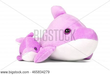 Pliuche Dolphin Toy, Isolated On A White Background
