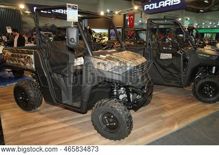 Istanbul, Turkey - April 23, 2022: Polaris Utv On Display At Motobike Expo In Istanbul Exhibition Ce