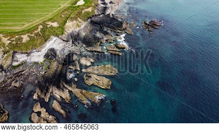 Rocks On The Irish Littoral, Top View. The Shore Of The Atlantic Ocean. Kind Of Northern Europe. Roc