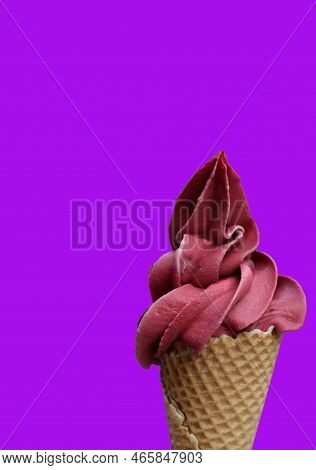 Close Up Of An Ice Cream Cone, A Waffle Ice Cream Cone.