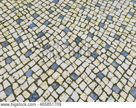 Traditional Portuguese Pavement. Patterned Surface On Floor