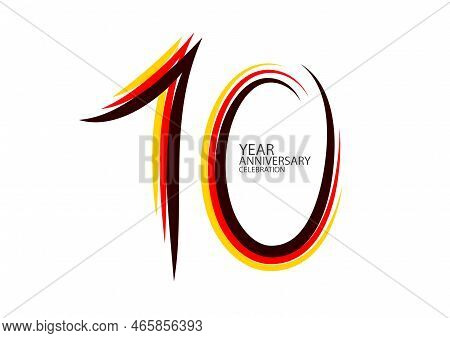 10 Years Anniversary Celebration Logotype Colorful Line Vector, 10th Birthday Logo, 10 Number Design