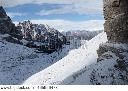 Hiking In Dolomiti Di Brenta In The Beginning Of Winter