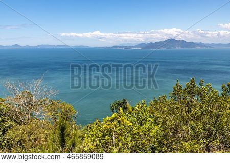 Forest, Ocean And Islands In Canto Grande Beach, Bombinhas, Santa Catarina, Brazil