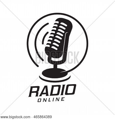 Online Radio Sation Retro Icon. Live Broadcasting Channel Symbol Or Sign, Web Music Streaming Servic