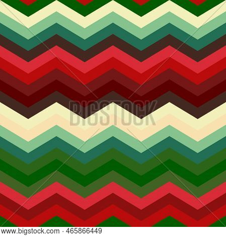 Christmas Red Green Color Zigzag Sealess And Retro Style Backgrounds And Textures.