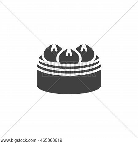 Chinese Dim Sum Vector Icon. Filled Flat Sign For Mobile Concept And Web Design. Dim Sum Dumplings G