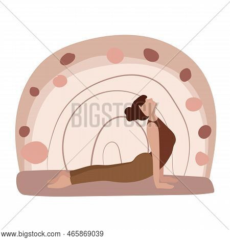 Woman Practice Yoga Exercise. Active Person Enjoying Aerobics. Woman Practicing Body Stretching, Fla