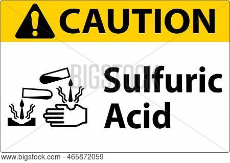 Caution Sulfuric Acid Sign On White Background