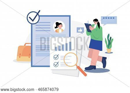 Management Evaluation Illustration Concept. A Flat Illustration Isolated On White Background