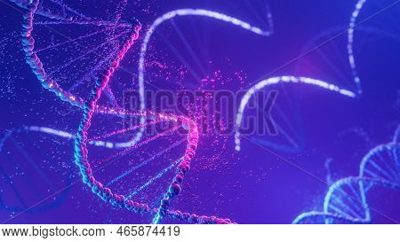 Dna Spiral Structure. Dna Helix Complementary Strand Of  Sequences Genetic Code Or Genome. Gene Expr