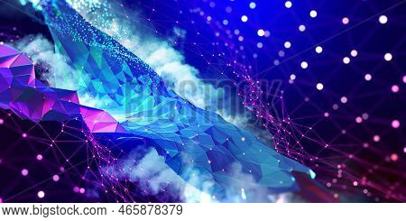 Cloud Technologies. High Tech Poster. Network Space. Internet Communications And Nanotechnology. Pol
