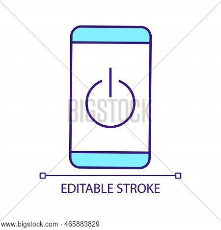 Turning Off Smartphone Rgb Color Icon. Mobile Phone Shutdown. Switching Off. Force Restart. Isolated