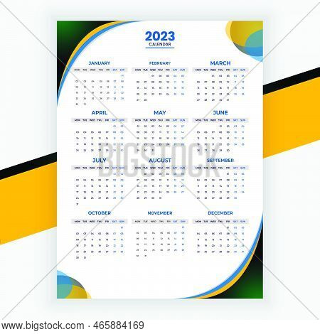 Calendar 2023, Wall Calendar Design 2023 Template, 12 Month Wall Calendar 2023, Modern Wall Calendar