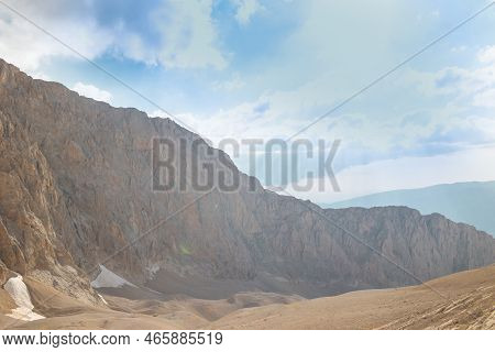 Aladaglar National Park. Cloudy Mountain Landscape. Glacial Mountains, Hills. Transmountain Trips. T