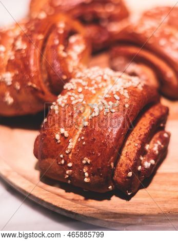 Variety Assortment Of Traditional Finnish Sweets And Pastries With Cinnamon Bun, And Cardamon Roll A