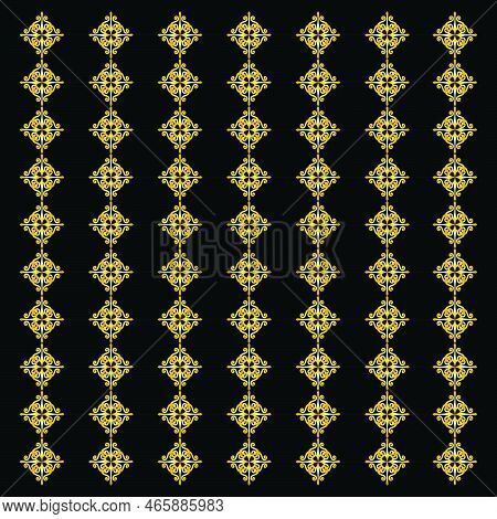 Vector Gold Abstract Floral Seamless Pattern. Elegant Graphic Background. Gold And White Geometric O