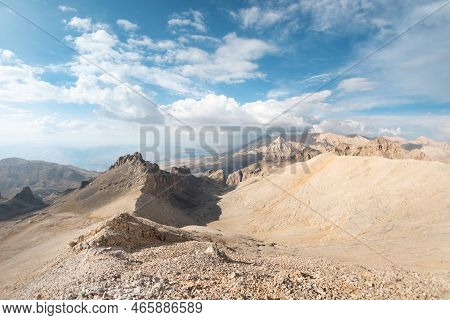 Aladaglar National Park. Cloudy Mountain Landscape. Glacial Mountains, Hills. Transmountain Trips. T