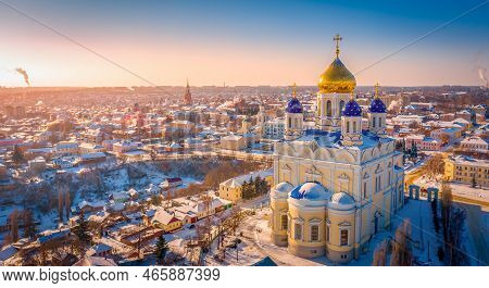 The Main Cathedral Of The City Of Yelets, The Ascension Cathedral, Rises Above The Ancient Russian C