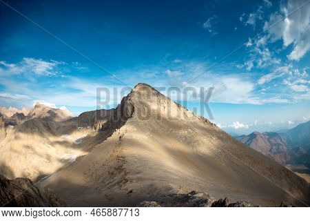 Aladaglar National Park. Cloudy Mountain Landscape. Glacial Mountains, Hills. Transmountain Trips. T