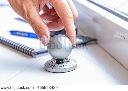 Hand Spinning The Wheel Of Opportunity, Pointer On Take A Break, Accidental Luck Concept.