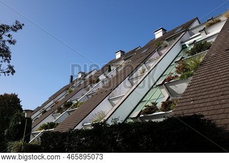 Marl, Germany - September 20, 2020: Huegelhaus (translation: Hill House) Of Marl, Germany. Marl Is A