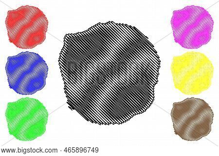 Manam Island (new Guinea, Pacific Ocean, Bismarck Archipelago) Map Vector Illustration, Scribble Ske