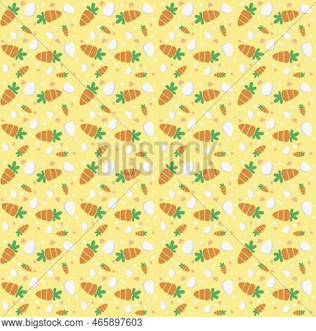A Background Of Abstract Carrots And Dots On A Green Background. Easter Pattern With A Repeating Pat