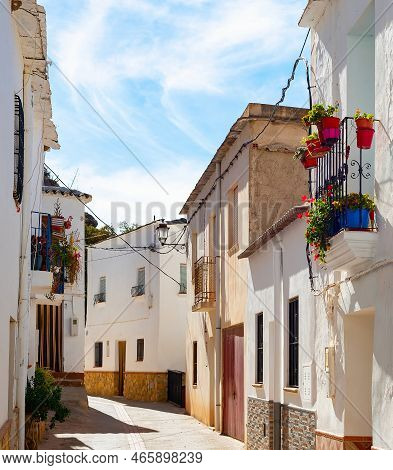 Old Town Street Curve, White Houses, Traditional Architecture, Darrical, Spain