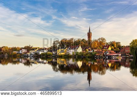 View Over The Lake Haussee To The City Feldberg, Germany.
