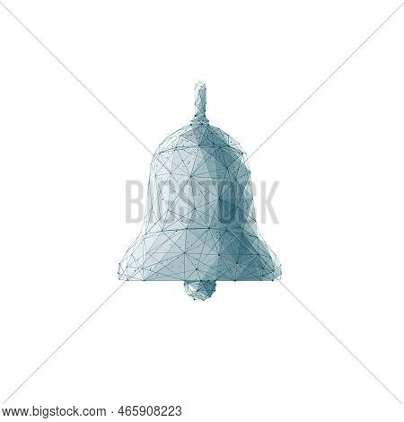 Isolated Polygonal Bell On White Background. Vector Handbell Illustration. Low Poly Wireframe Social