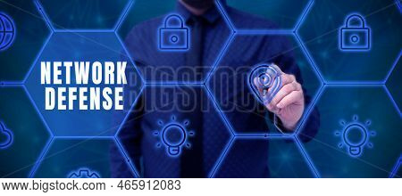 Writing Displaying Text Network Defense. Conceptual Photo Easures To Protect And Defend Information 