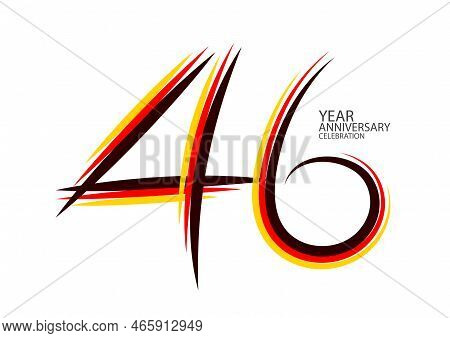 46 Years Anniversary Celebration Logotype Colorful Line Vector, 46th Birthday Logo, 46 Number Design