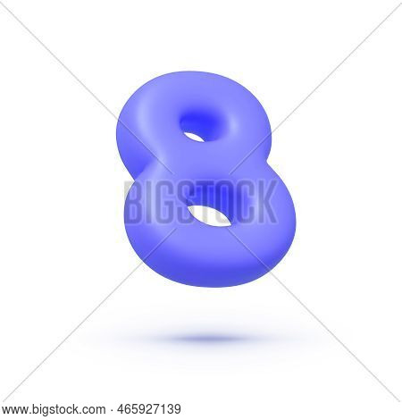 Eight Number 3d. Modern 3d Icon With Eight Number 3d On White Background. Modern Font. 3d Render Ill