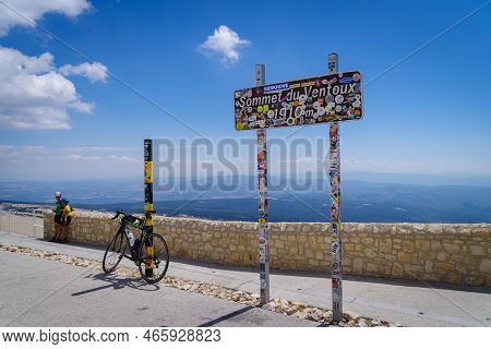 Bedoin, France - August 7, 2022: Top Of The Mont Ventoux. At 1,909 m (6,263 ft), It Is The Highest M