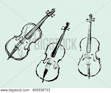 Cello Hand Draw Icon Isolated On White Background