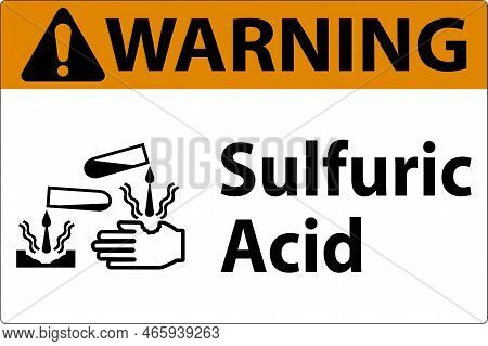 Warning Sulfuric Acid Sign On White Background