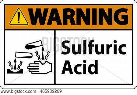 Warning Sulfuric Acid Sign On White Background