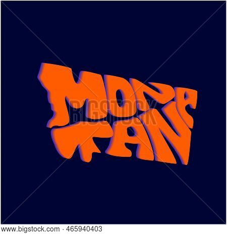 Montana Map Lettering Vector Icon. Montana Typography Map.