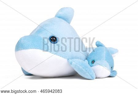 Pliuche Dolphin Toy, Isolated On A White Background