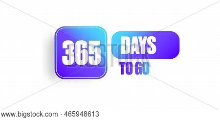 365 Days To Go Countdown Blue Modern Horizontal Banner Design Template Isolated On White Background.